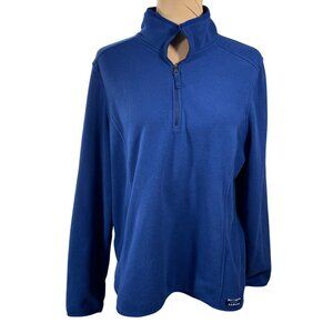 L.L. Bean Women's 1/4 Zip Pullover Fleece Top Blue XL Extra Large Mock Neck
